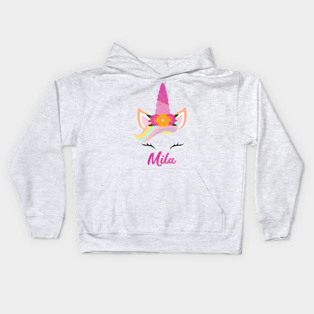 Name mila unicorn lover Kids Hoodie by Gaming champion